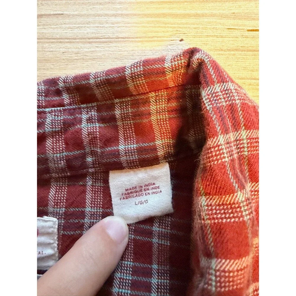 Levi's Men's L Red Plaid Western Pearl Snap Long Sleeve Cotton Shirt